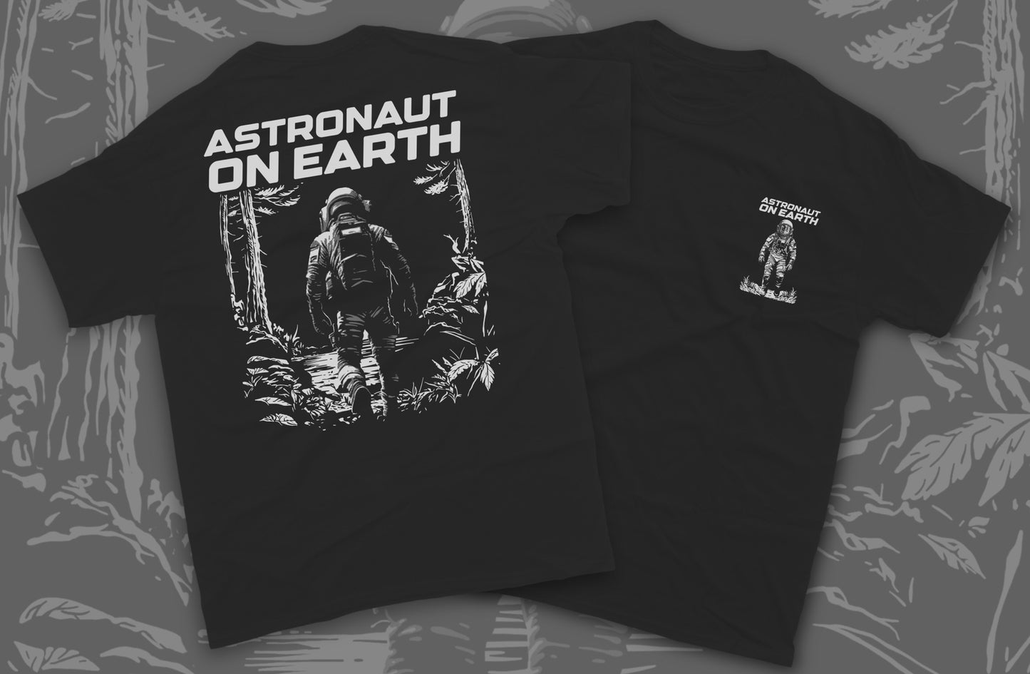 Astronaut on Earth Forest Tee - Black